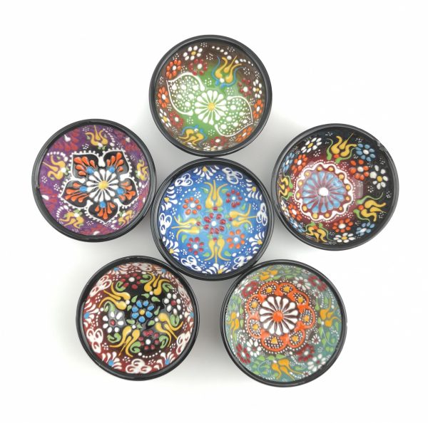 Hand Painted Ceramic Bowl Set - 6 Pieces - Handmade Turkish Pottery