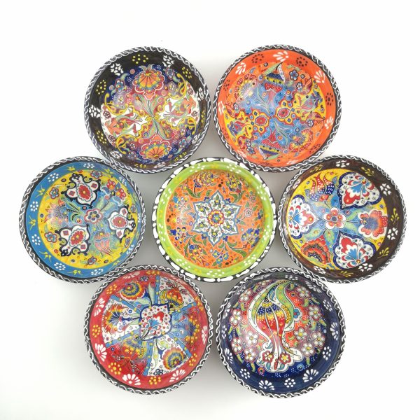 Hand Painted Ceramic Bowls(12 cm) - Handmade Turkish Pottery - Xmas Gift