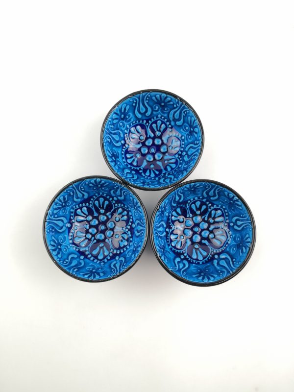 Hand Painted Ceramic Bowls(8 cm) - 3 Pieces Turkish Pottery - Image 3