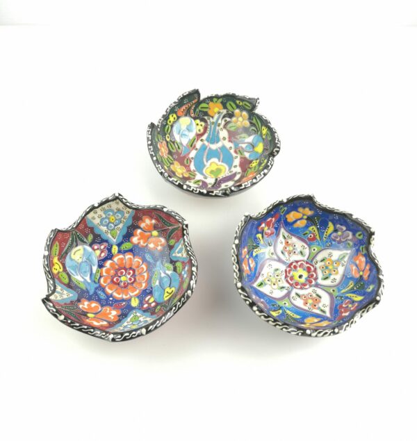 Hand Painted Ceramic Bowl(12 cm) Set - 3 Pieces Handmade Turkish Pottery - Image 3