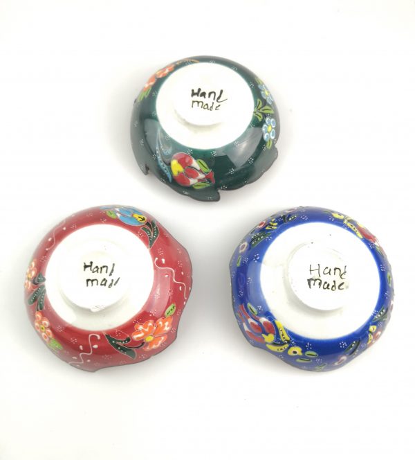 Hand Painted Ceramic Bowl(12 cm) Set - 3 Pieces Handmade Turkish Pottery - Image 7