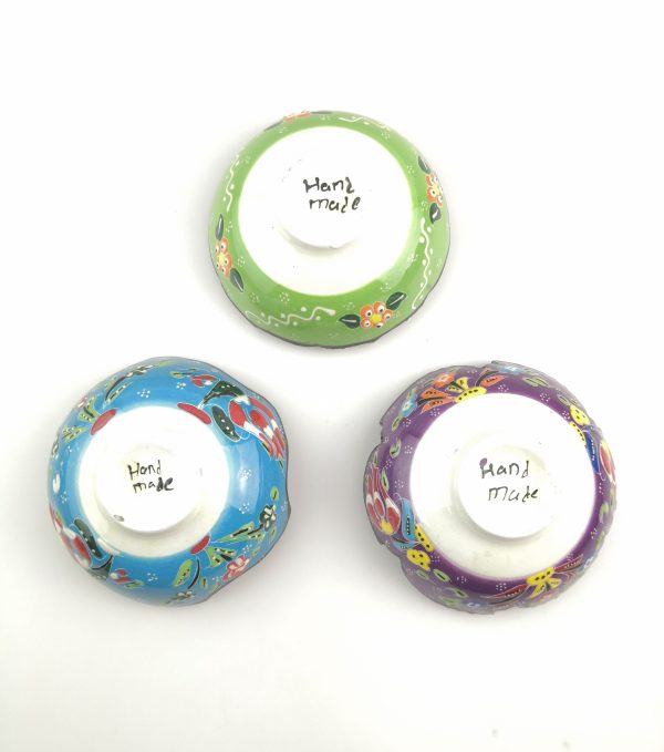 Hand Painted Ceramic Bowl(12 cm) Set - 3 Pieces Handmade Turkish Pottery - Image 7