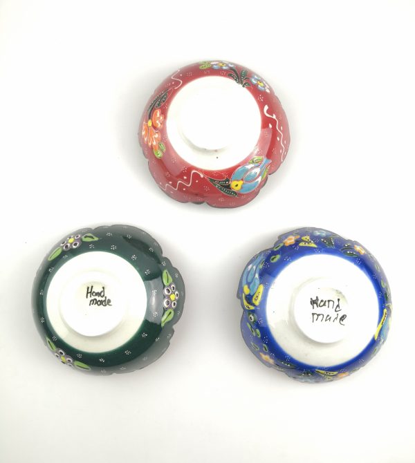 Hand Painted Ceramic Bowl(12 cm) Set - 3 Pieces Handmade Turkish Pottery - Image 7