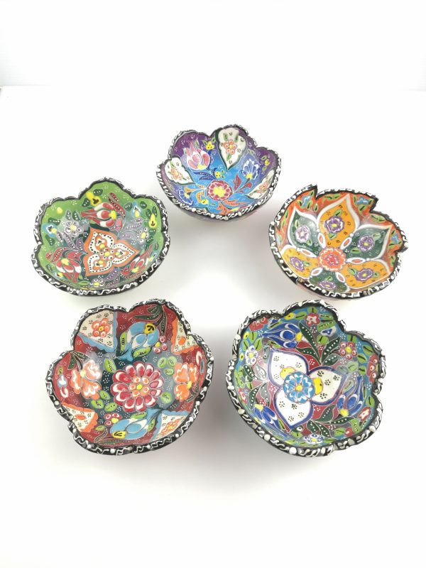 Hand Painted Ceramic Bowl(12 cm) Set - 5 Pieces Handmade Turkish Pottery - Image 3