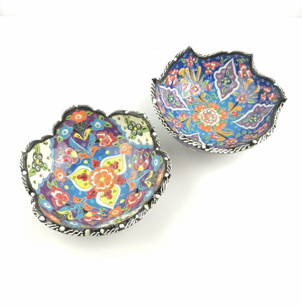 Hand Painted Ceramic Bowl(15 cm) Set - 2 Pieces Handmade Turkish Pottery - Image 3