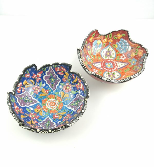 Hand Painted Ceramic Bowl(15 cm) Set - 2 Pieces Handmade Turkish Pottery - Xmas Gift - Image 3