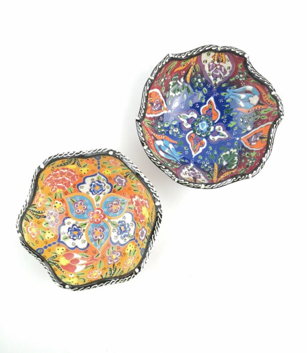 Hand Painted Ceramic Bowl(15 cm) Set - 2 Pieces Handmade Turkish Pottery