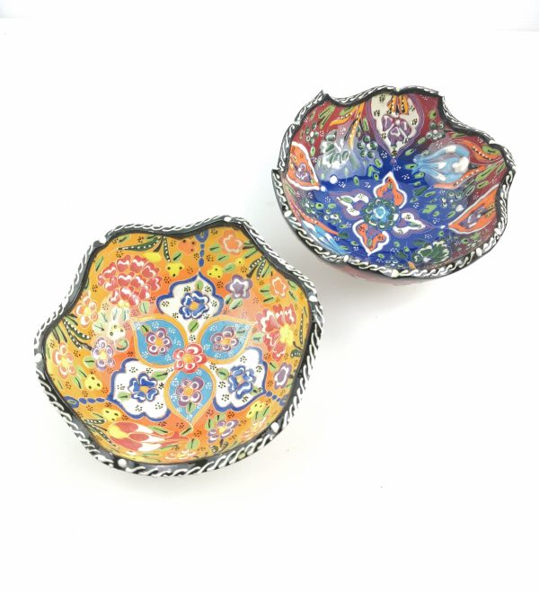 Hand Painted Ceramic Bowl(15 cm) Set - 2 Pieces Handmade Turkish Pottery - Image 3