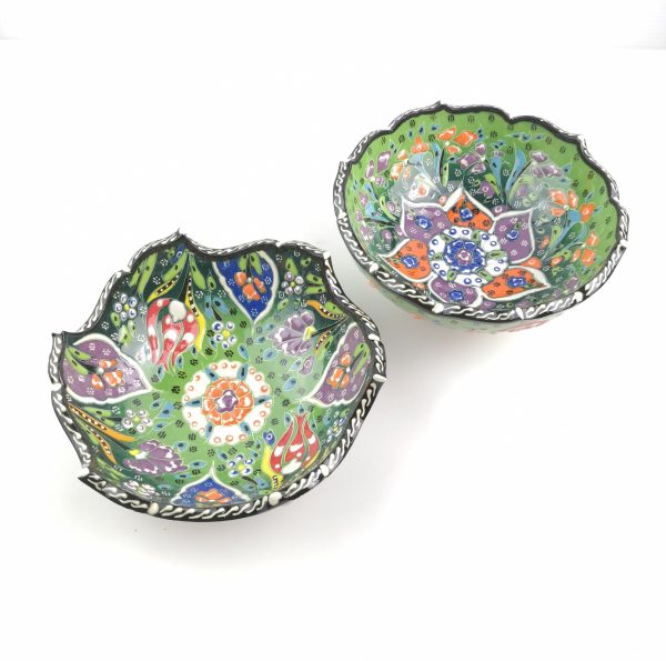 Hand Painted Ceramic Bowl(15 cm) Set - 2 Pieces Handmade Turkish Pottery - Image 3