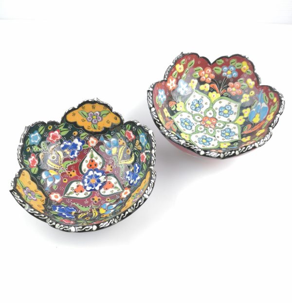 Hand Painted Ceramic Bowl(15 cm) Set - 2 Pieces Handmade Turkish Pottery - Image 3