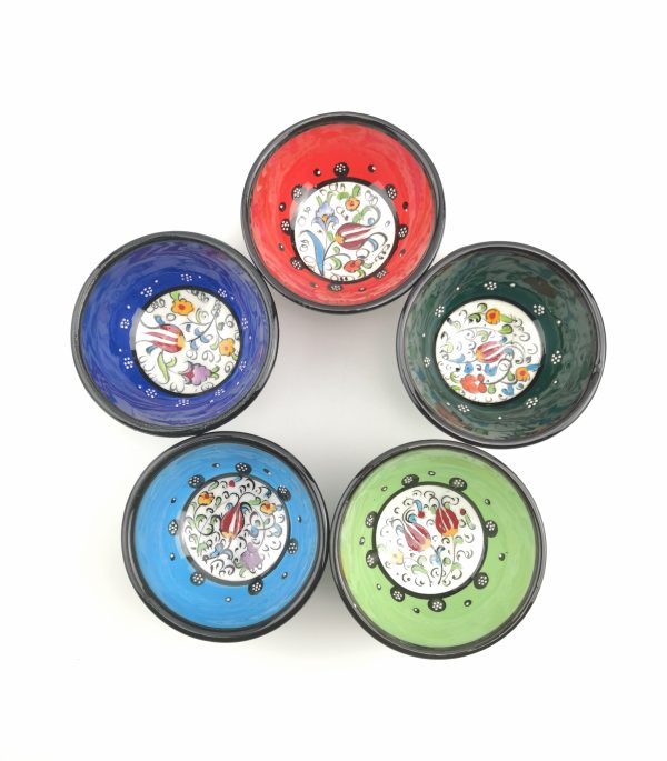 Hand Painted Ceramic Bowls - 5 Pieces Small(8 cm) Bowls - Image 2