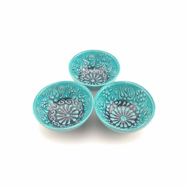 Hand Painted Ceramic Bowls(8 cm) - 3 Pieces Turkish Pottery - Image 3