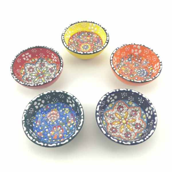 5 Pieces Hand Painted Ceramic Bowls(8cm) - Handmade Turkish Pottery - Xmas Gift - Image 9