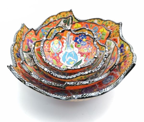 Turkish Hand Painted Ceramic Bowl Set - 4 Pieces(12,15,20,25 cm)