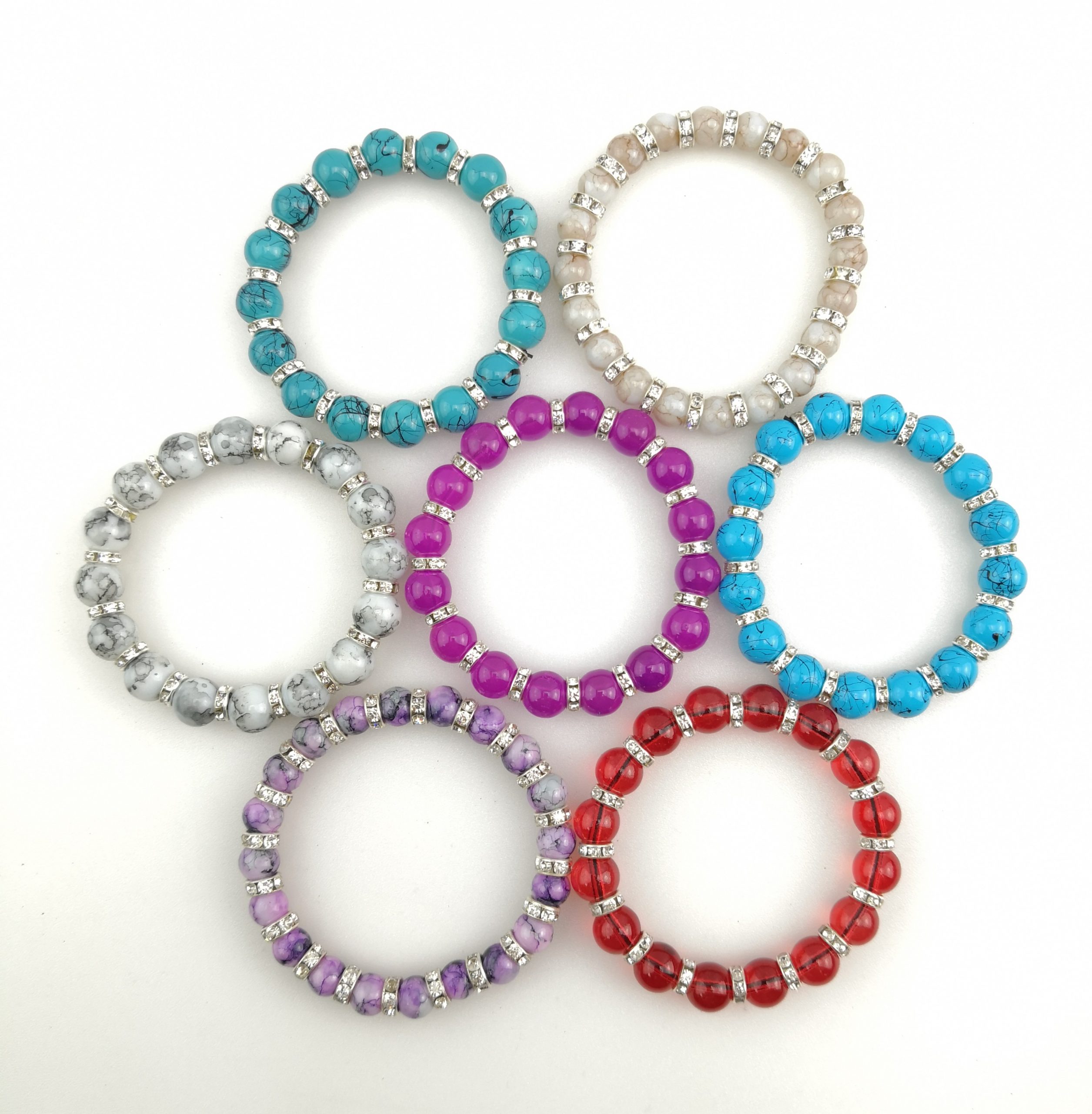 Turkish Style Handmade Oval Glass Colorful Lampwork Beads Bracelet