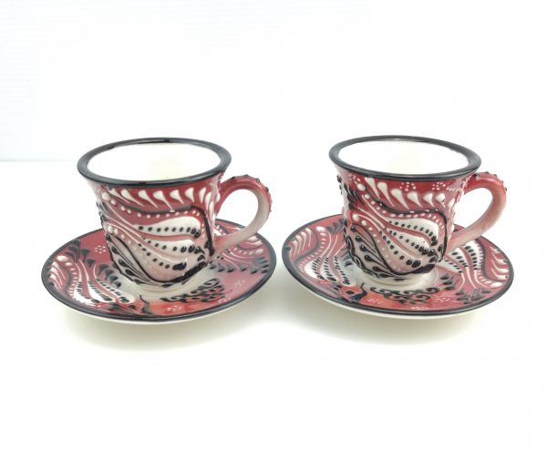 Turkish Coffee(Espresso) Cup Saucer Set Of 2 Porcelain Flowers Design - Image 6