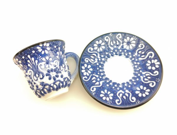 Turkish Coffee(Espresso) Cup Saucer Set Of 2 Porcelain Flowers Design - Image 8