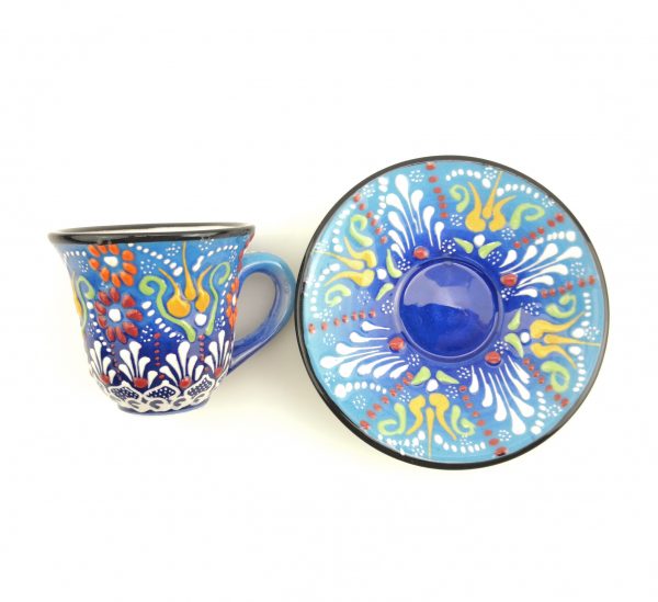 Turkish Coffee(Espresso) Cup Saucer Set Of 2 Porcelain Flowers Design - Image 8