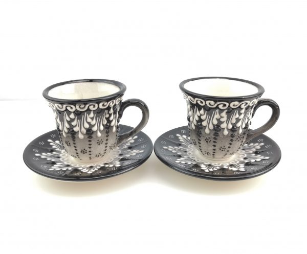 Turkish Coffee(Espresso) Cup Saucer Set Of 2 Porcelain Flowers Design - Image 4