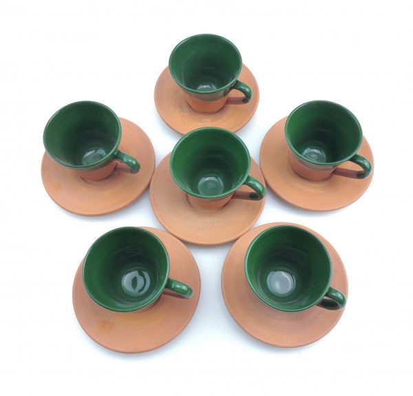 Turkish Coffee (Espresso) Cup Saucer - Set Of 6 - Handmade Clay - Image 2