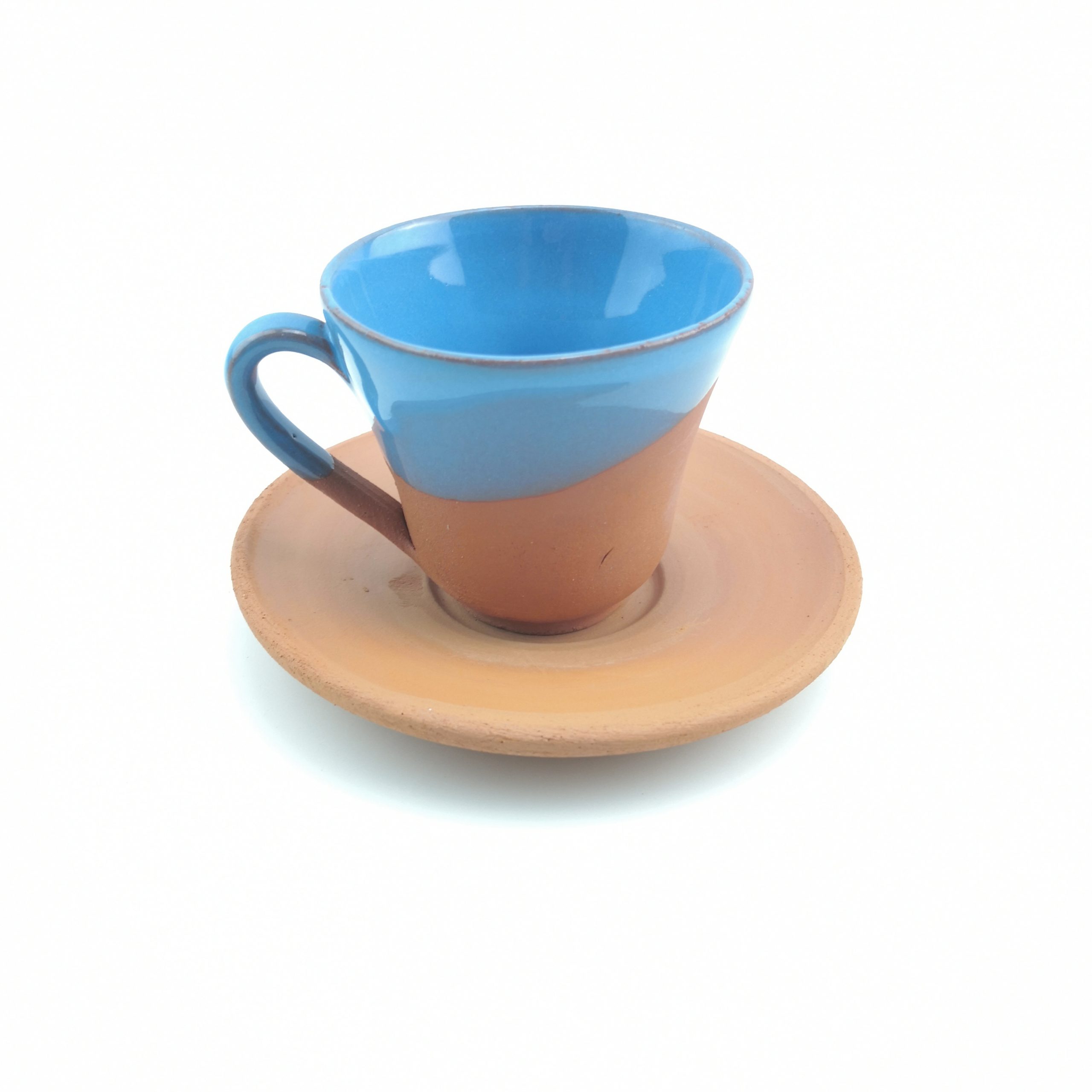 Turkish Coffee (Espresso) Cup Saucer - Handmade Clay - Light Blue