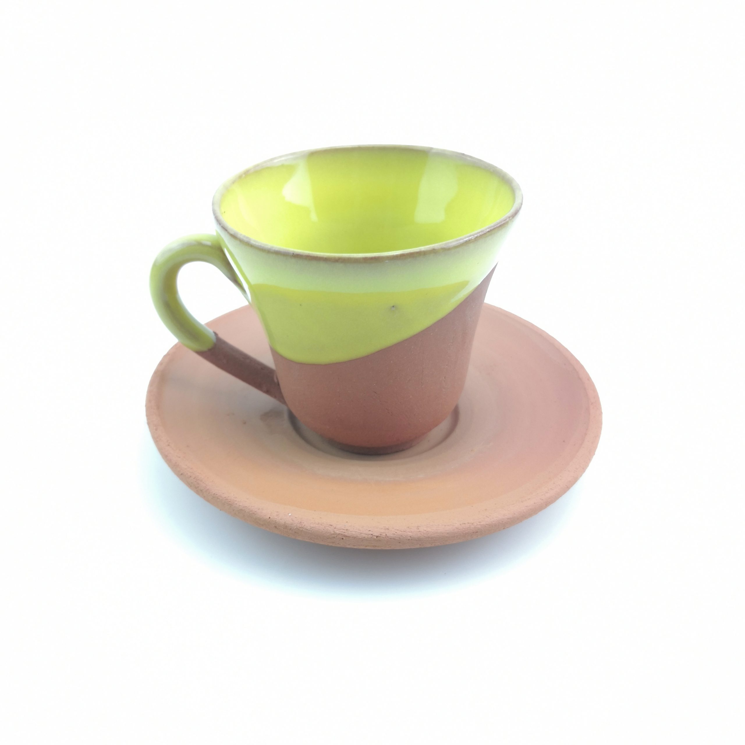 Turkish Coffee (Espresso) Cup Saucer - Handmade Clay - Yellow