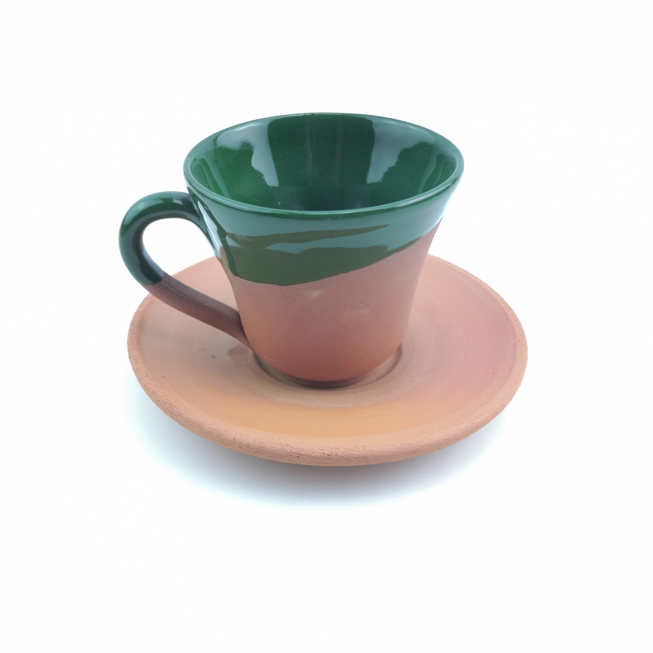 Turkish Coffee (Espresso) Cup Saucer - Handmade Clay - Green