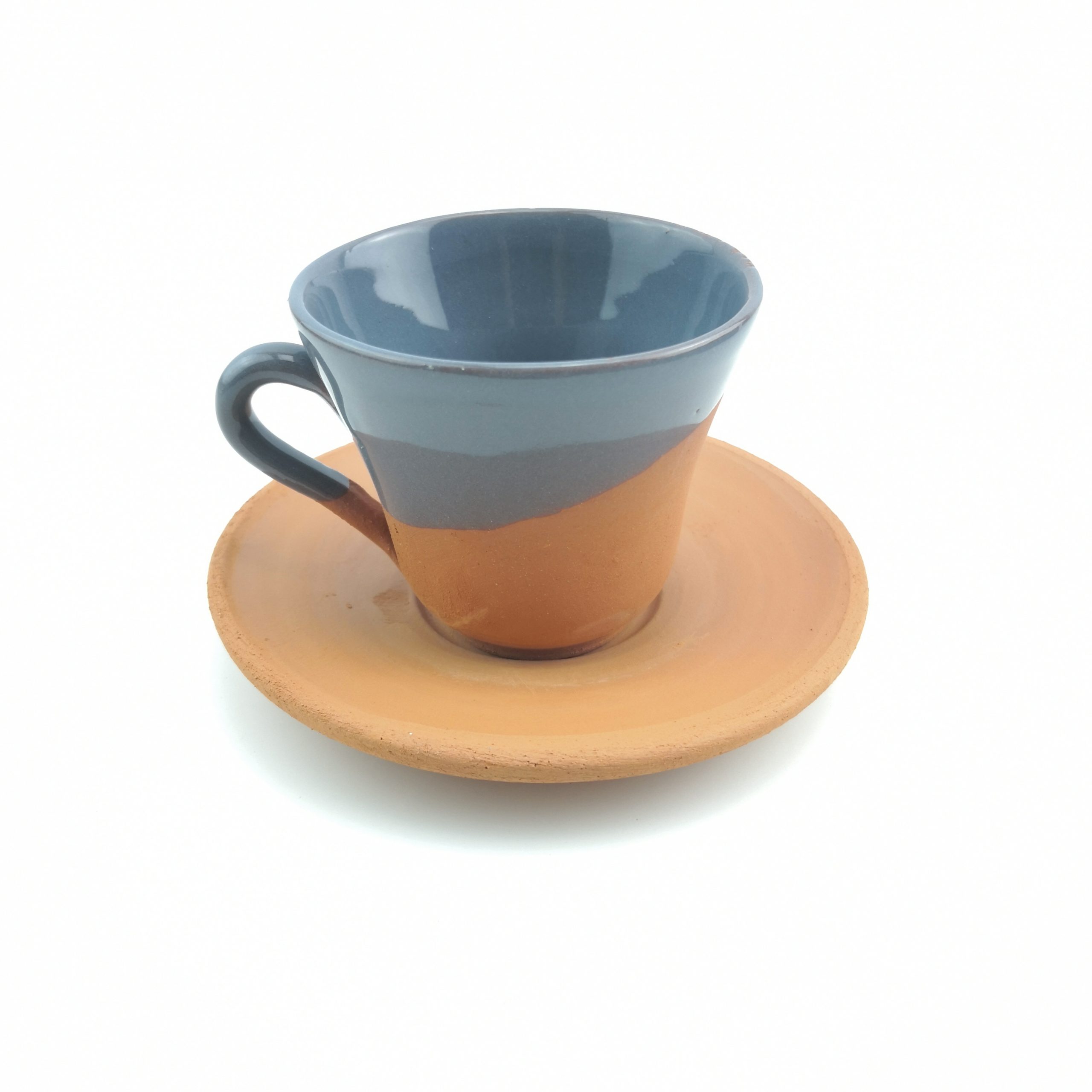 Turkish Coffee (Espresso) Cup Saucer - Handmade Clay - Grey