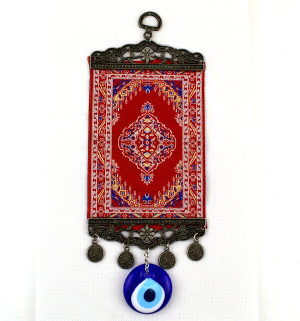 Handmade Turkish Carpet / Evil Eye – Nazar Alloy Wall Hanging