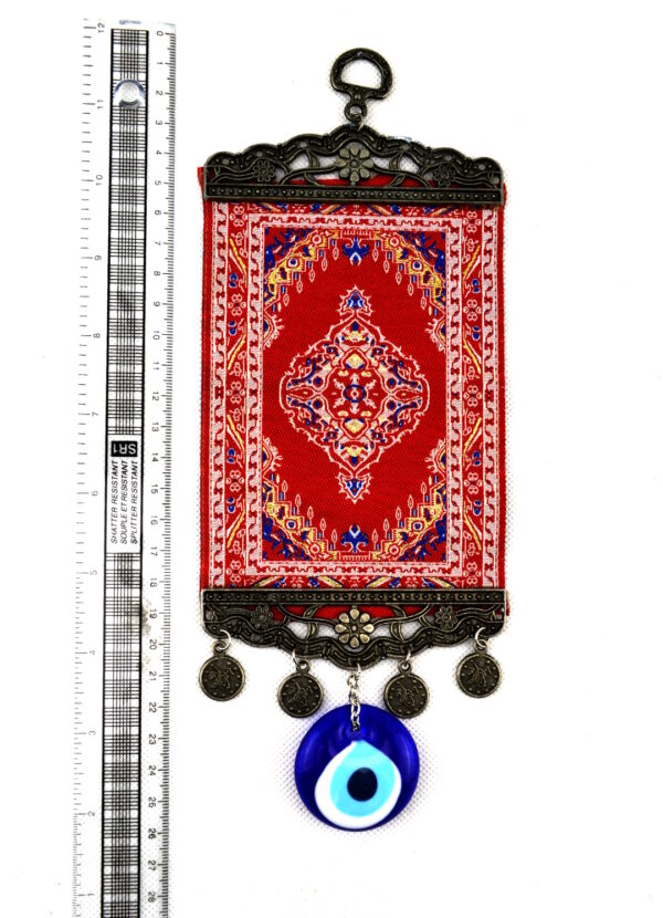 Handmade Turkish Carpet / Evil Eye – Nazar Alloy Wall Hanging - Image 3