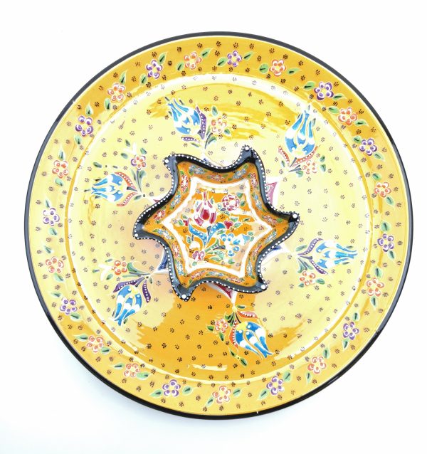 Hand Painted Ceramic Dipping Set(Yellow) - Handmade Turkish Pottery - Image 4