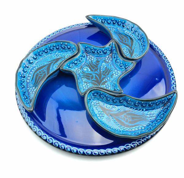 Hand Painted Ceramic Dipping Set(Blue) - Handmade Turkish Pottery - Xmas Gift - Image 3