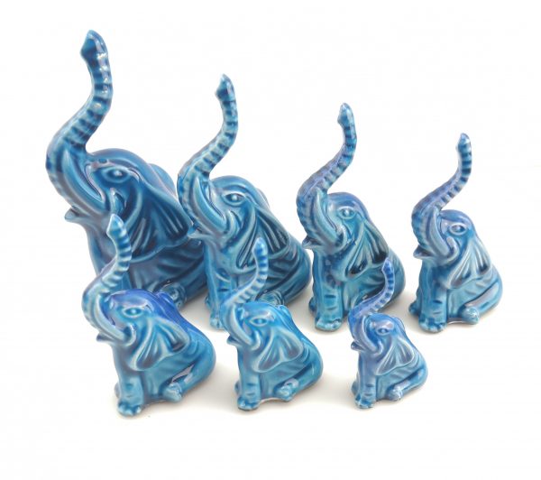 Handmade Ceramic 7 Elephants - Hand Painted Turkish Pottery - Xmas Gift - Image 4