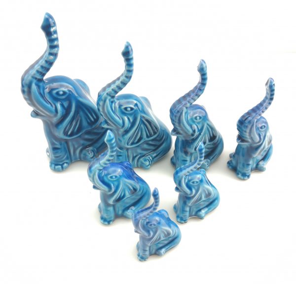 Handmade Ceramic 7 Elephants - Hand Painted Turkish Pottery - Xmas Gift - Image 3