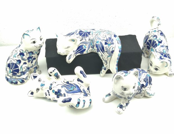 Handmade Ceramic Cats - Hand Painted Turkish Pottery