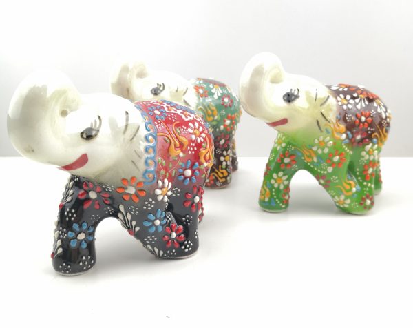 Handmade Ceramic Elephant(Medium) - Hand Painted Turkish Pottery - Image 3