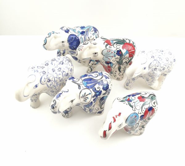 Handmade Ceramic Elephant(Medium) - Hand Painted Turkish Pottery - Image 2