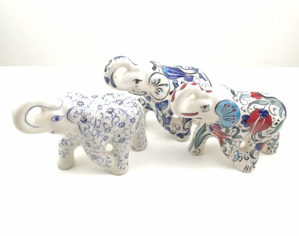 Handmade Ceramic Elephant(Medium) - Hand Painted Turkish Pottery - Image 3