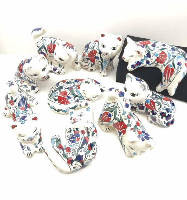 Handmade Ceramic Cats(Medium) - Hand Painted Turkish Pottery