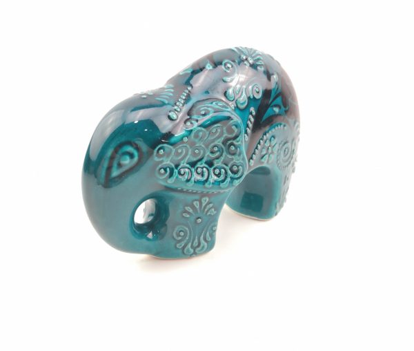 Handmade Ceramic Elephant(Medium) - Hand Painted Turkish Pottery - Image 3