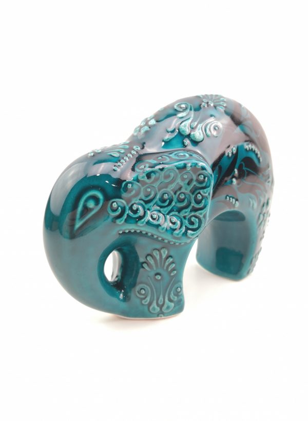 Handmade Ceramic Elephant(Large) - Hand Painted Turkish Pottery - Image 3