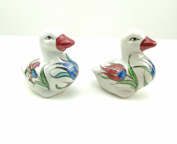 Hand Painted Ceramic Duck - Handmade Turkish Pottery Duck Figure