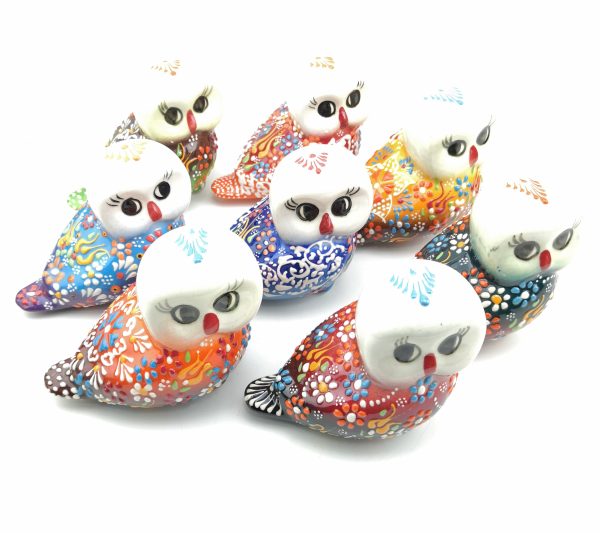 Handmade Ceramic Owls - Hand Painted Turkish Pottery Owl Figure - Image 3