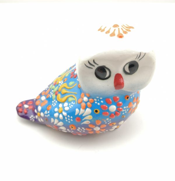 Handmade Ceramic Owls - Hand Painted Turkish Pottery Owl Figure - Image 8