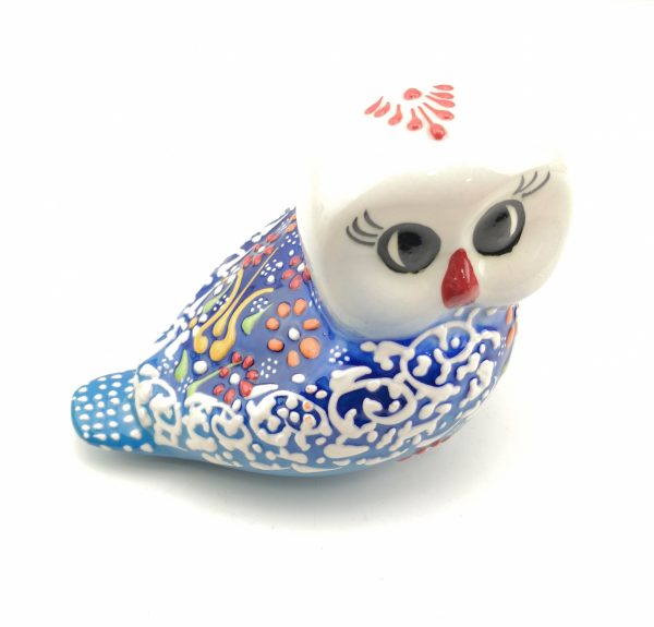 Handmade Ceramic Owls - Hand Painted Turkish Pottery Owl Figure - Image 7