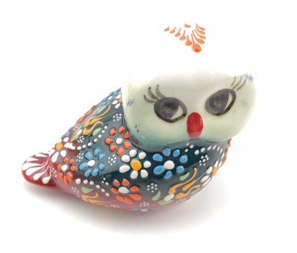 Handmade Ceramic Owls - Hand Painted Turkish Pottery Owl Figure - Image 5