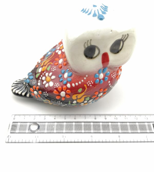 Handmade Ceramic Owls - Hand Painted Turkish Pottery Owl Figure - Image 4