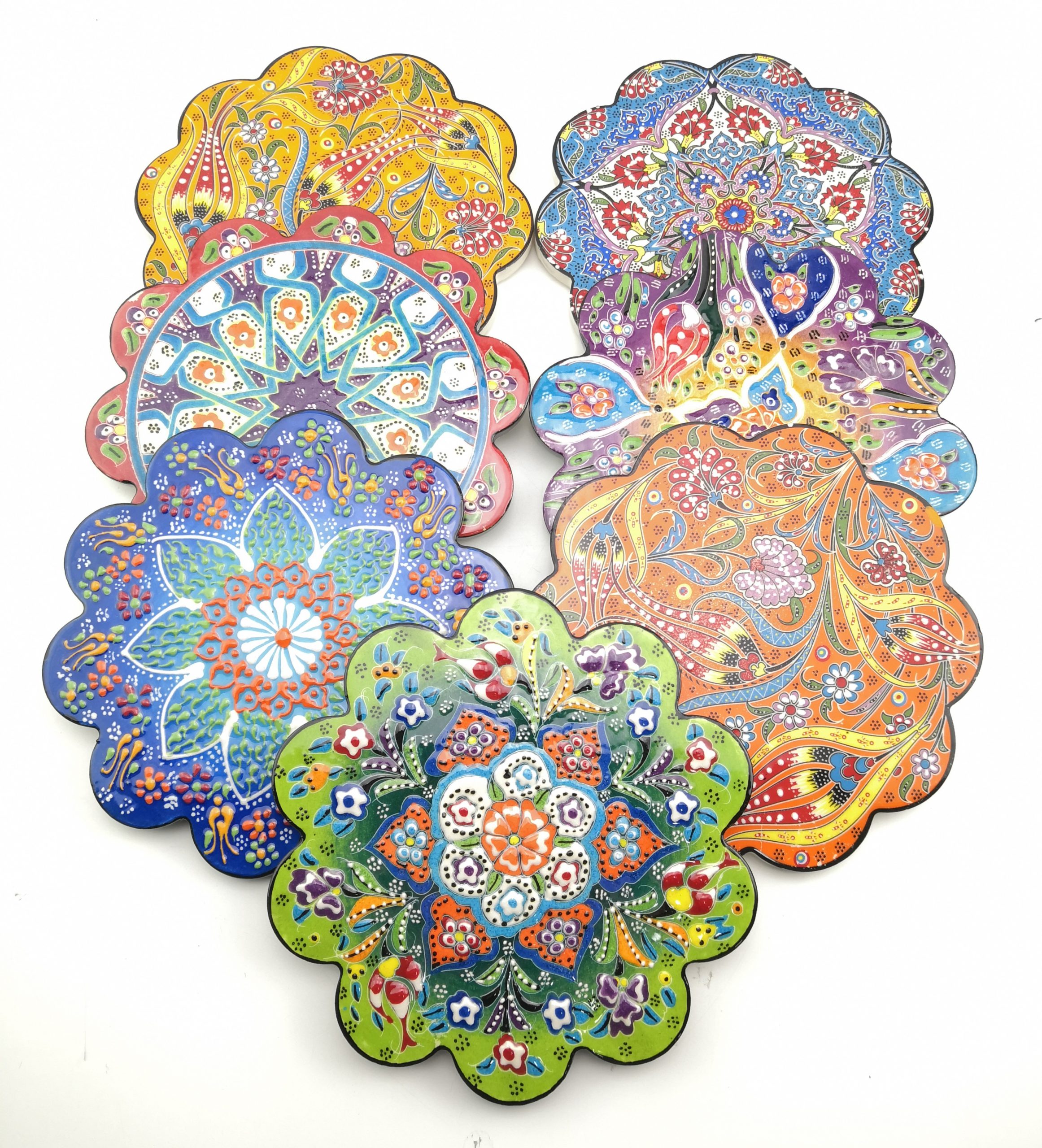 Handmade Ceramic Coaster - Anatolian Design Turkish Pottery