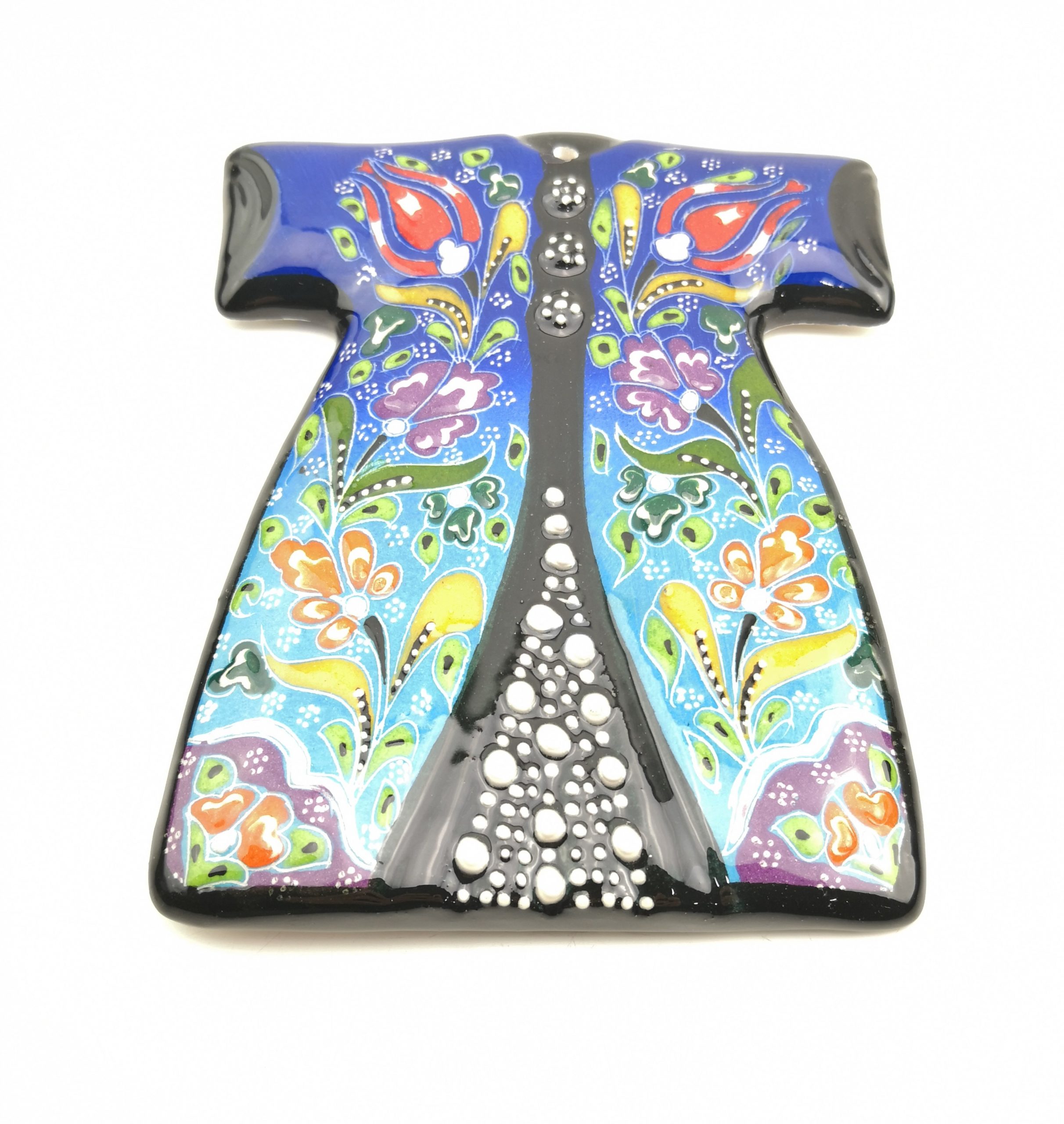 Handmade Turkish Ceramic Kaftan - Hand Painted Ottaman Sultan's Dress - Blue-Light Blue