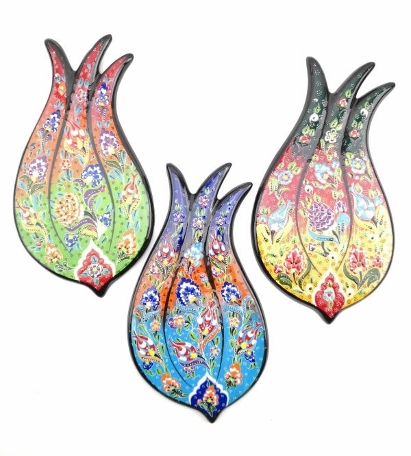 Hand Painted Ceramic Tulip Wall Hangings - Handmade Turkish Pottery